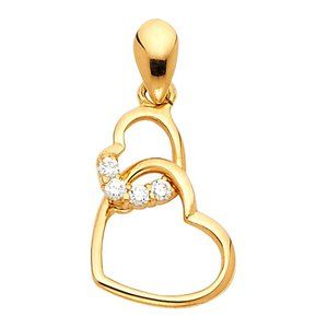 14KT GOLD INTERLOCKING HEARTS CZ PENDANT